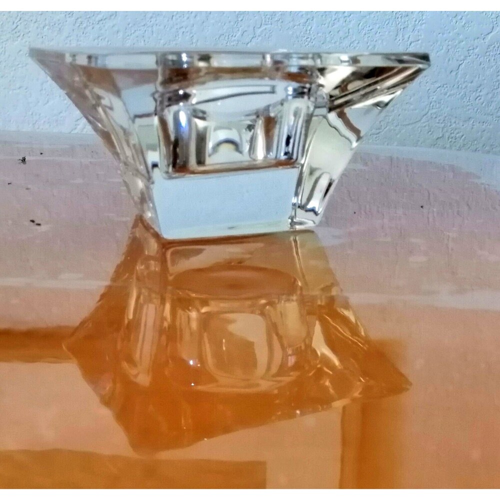Vintage CZECH CRYSTAL Art Deco Mid Century Modern CANDLE HOLDER Rare